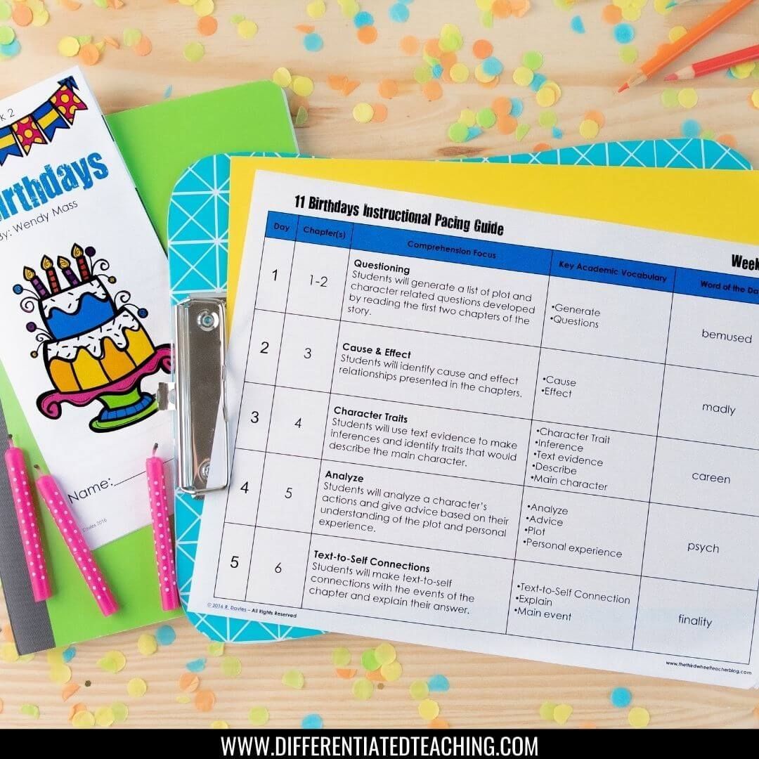 11 Birthdays Novel Study - Differentiated Teaching with Rebecca Davies