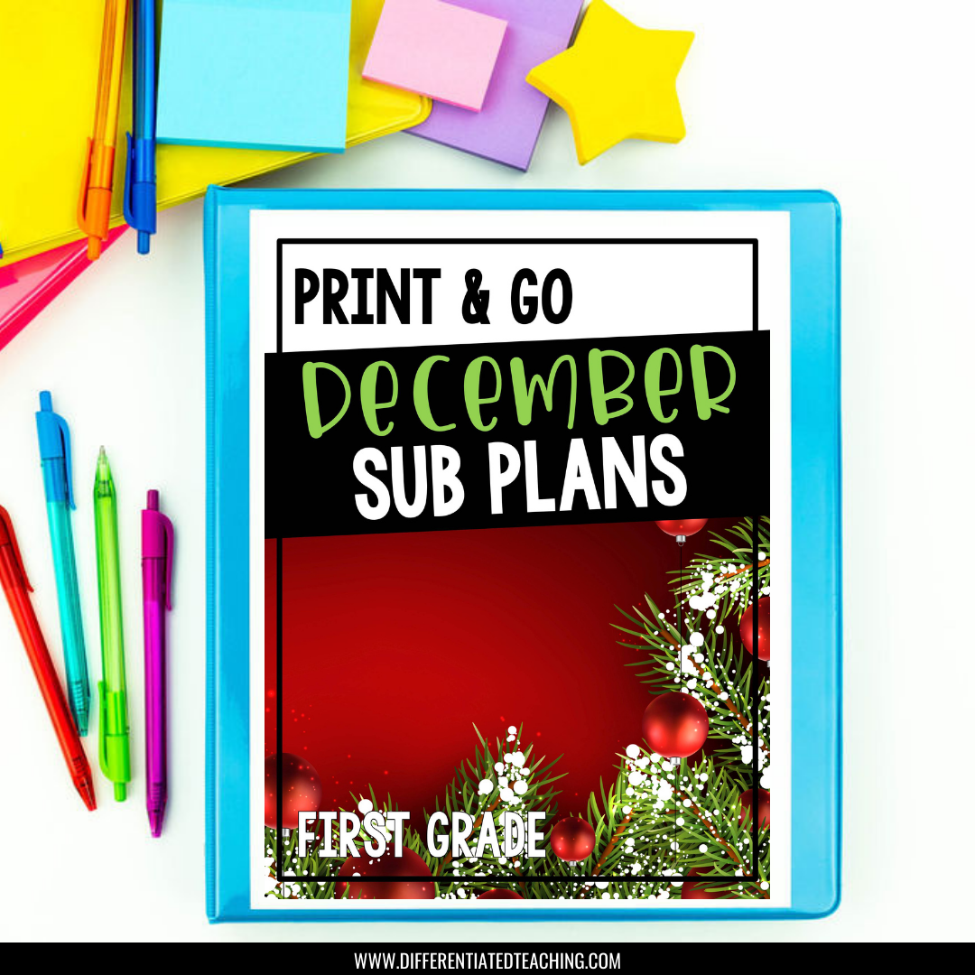 1st Grade Sub Plan Bundle: Emergency Substitute Plans for the Whole School Year - Differentiated Teaching with Rebecca Davies