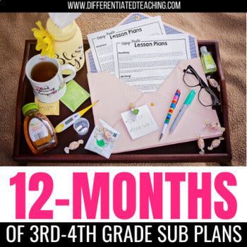 3rd & 4th Grade Sub Plan Bundle: Emergency Substitute Plans for the Whole School Year - Differentiated Teaching with Rebecca Davies