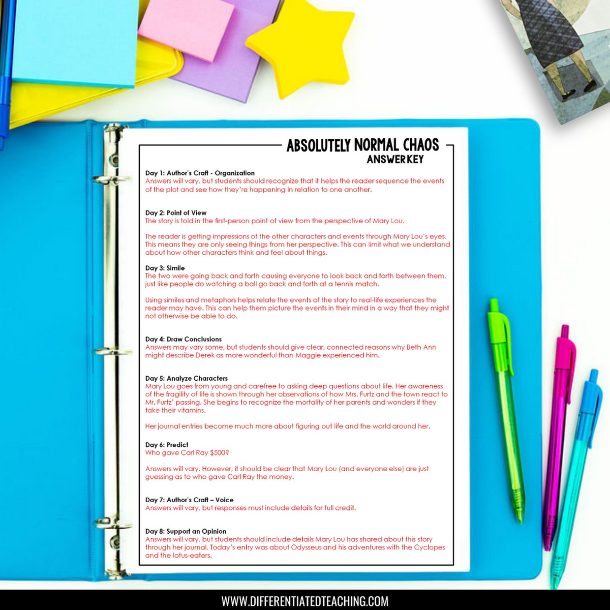 Absolutely Normal Chaos Novel Study Bundle - Differentiated Teaching with Rebecca Davies