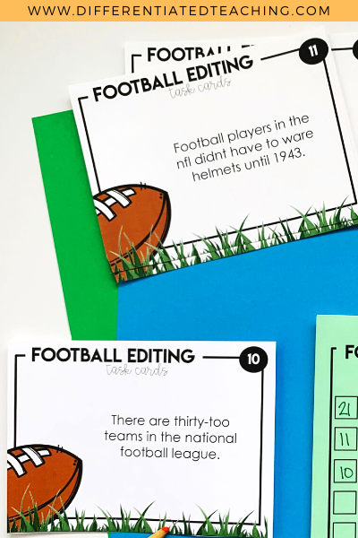 Football Editing Task Cards - Differentiated Teaching with Rebecca Davies