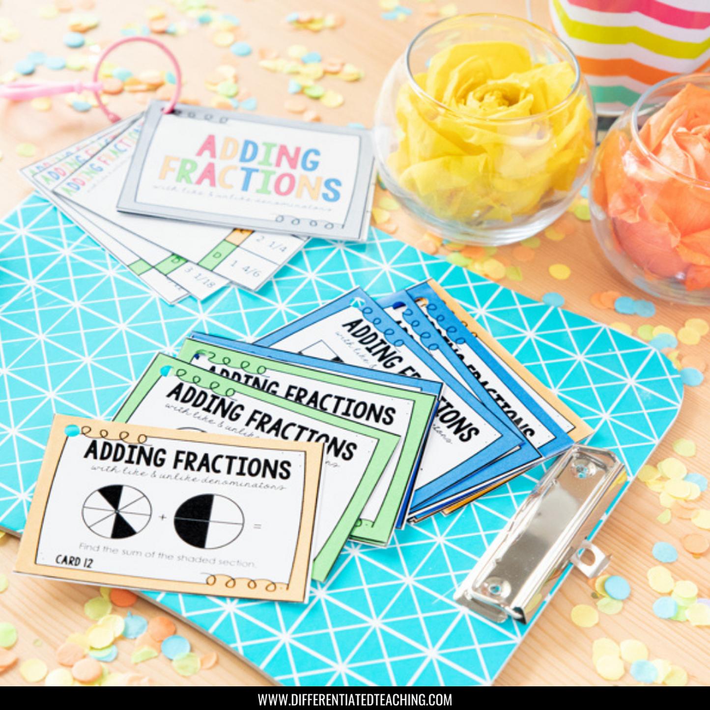 Adding Fractions Task Cards: Adding Fractions w/ Like & Unlike Denominators - Differentiated Teaching with Rebecca Davies