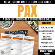 Pax Novel Study: Comprehension & Vocabulary for Sara Pennypacker's Book - Differentiated Teaching with Rebecca Davies