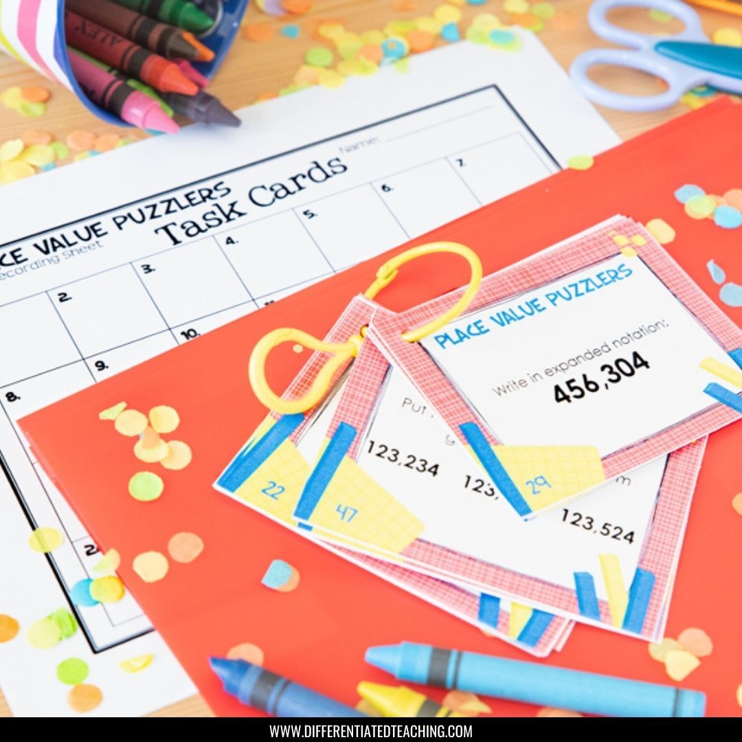 Place Value Task Cards: Convert, Compare, & Order Numbers through 999,999 - Differentiated Teaching with Rebecca Davies