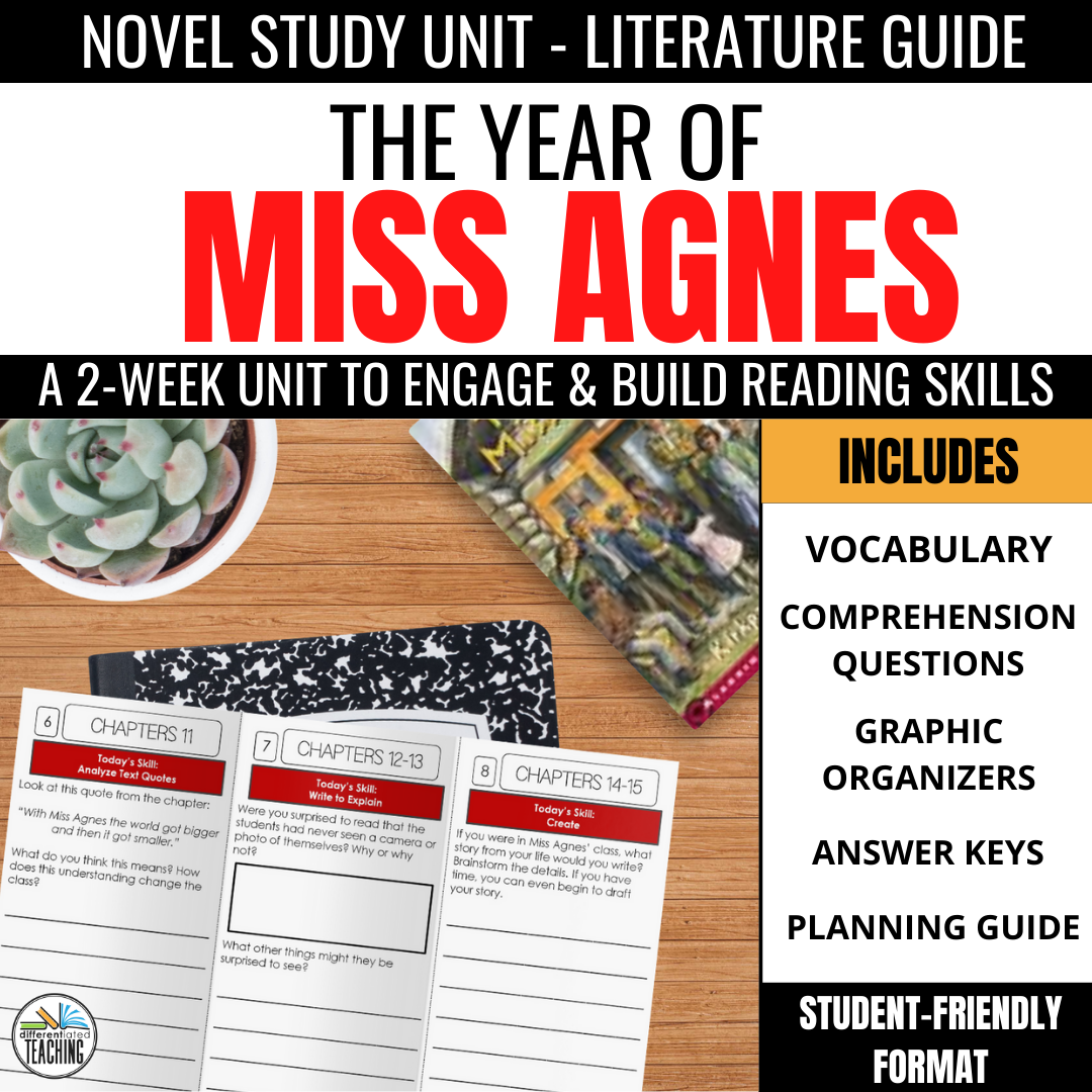 The Year of Miss Agnes Novel Study - Differentiated Teaching with Rebecca Davies