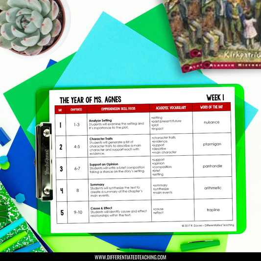 The Year of Miss Agnes Novel Study - Differentiated Teaching with Rebecca Davies