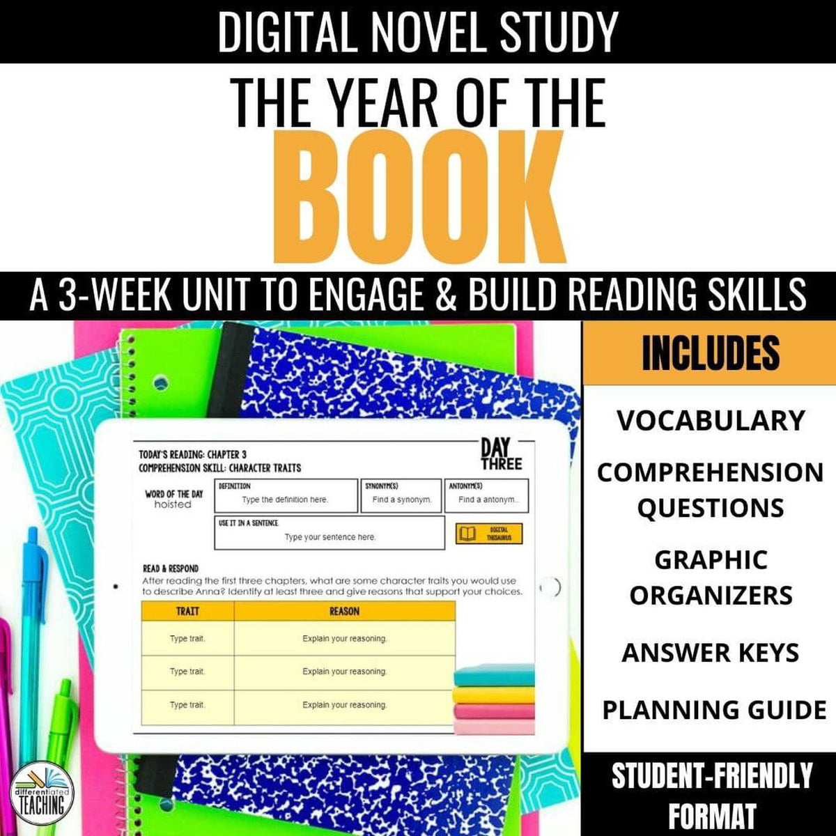 The Year of the Book Novel Unit - Differentiated Teaching with Rebecca Davies