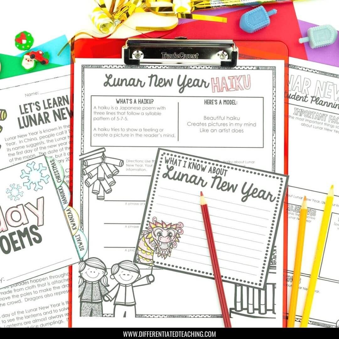 Winter Holidays Around the World: A December Reading & Poetry Writing Activity - Differentiated Teaching with Rebecca Davies