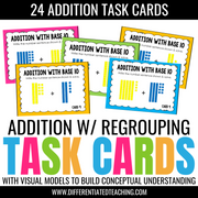 2-Digit Addition with Regrouping Task Cards: Adding with Base 10 Blocks Models - Differentiated Teaching with Rebecca Davies