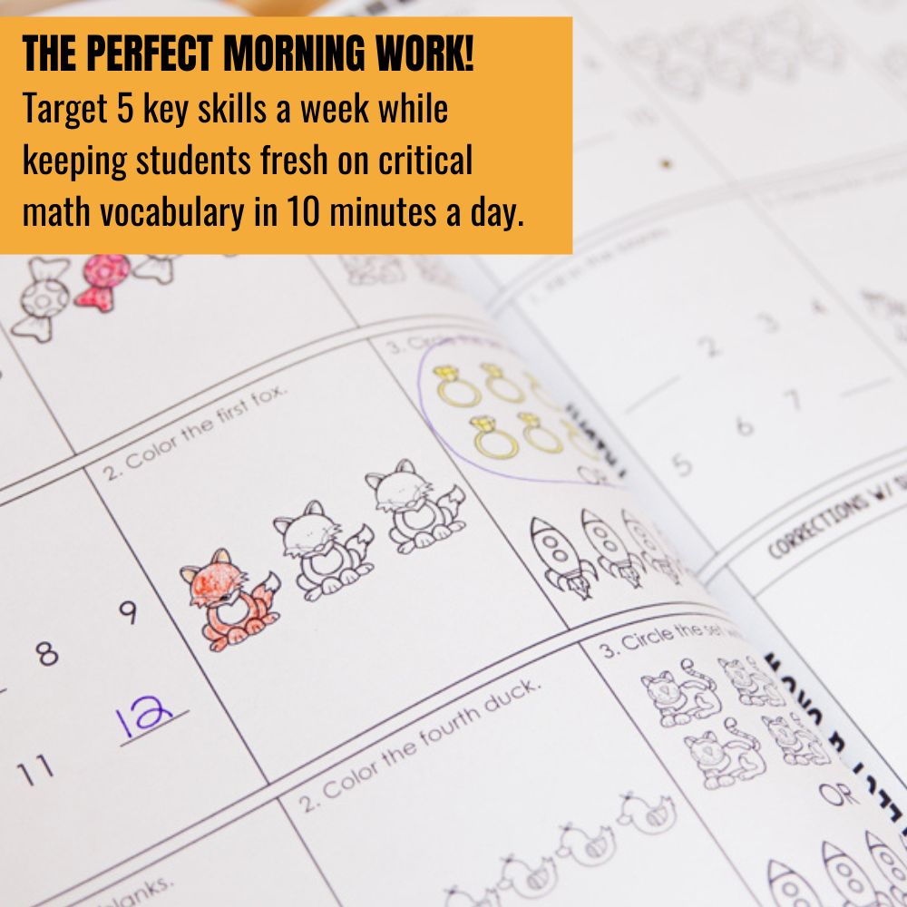 The 1st Grade Daily Math Warm Ups by Differentiated Teaching with Rebecca Davies offers colorful math worksheets for morning work, targeting five skills weekly and providing daily spiral review in just 10 minutes.
