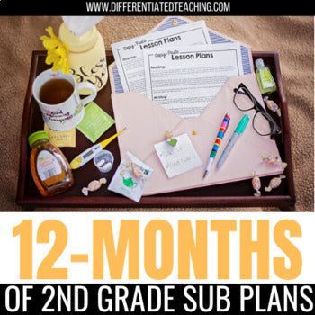 2nd Grade Sub Plan Bundle: Emergency Substitute Plans for the Whole School Year - Differentiated Teaching with Rebecca Davies