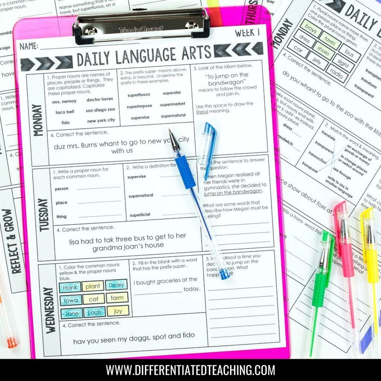 5th Grade Daily Language Spiral Review - Differentiated Teaching with Rebecca Davies