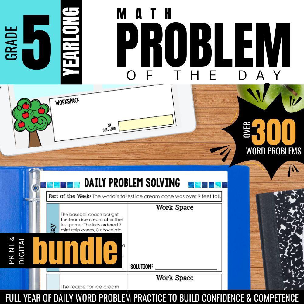 Word Problem Grade 5 Routinary 5th Grade Math Word Problem of the Day | Daily Story Problem Practice ...
