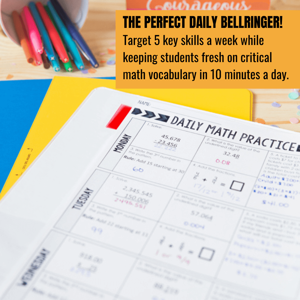 6th Grade Daily Math Warm Ups – Spiral Review & Bell Ringers