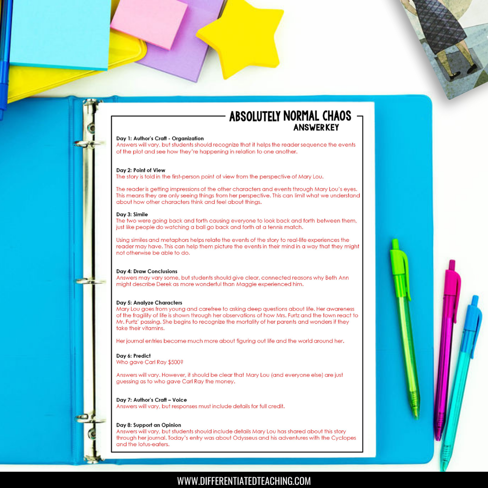 Absolutely Normal Chaos Novel Study Bundle - Differentiated Teaching with Rebecca Davies