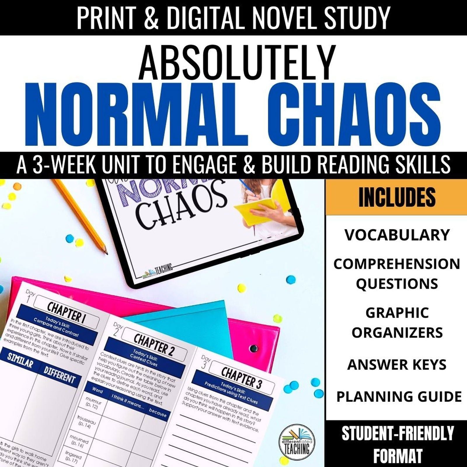 Absolutely Normal Chaos Novel Study Bundle - Differentiated Teaching with Rebecca Davies