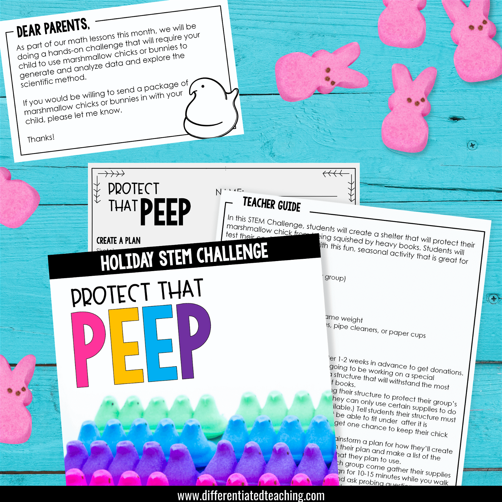 April STEM Challenge - Easter Marshmallow Chick Science for Spring using Peeps - Differentiated Teaching with Rebecca Davies