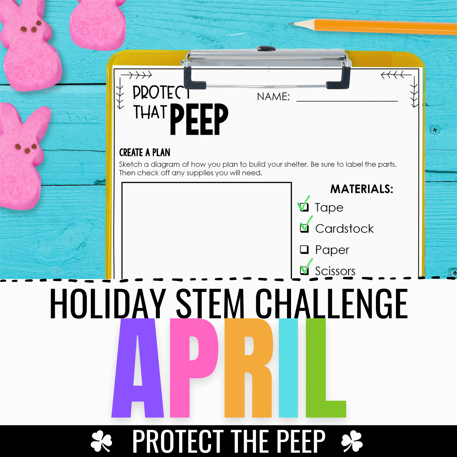 April STEM Challenge - Easter Marshmallow Chick Science for Spring using Peeps - Differentiated Teaching with Rebecca Davies