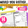 Would You Rather August Morning Work: This or That Paragraph Writing Bell Ringer