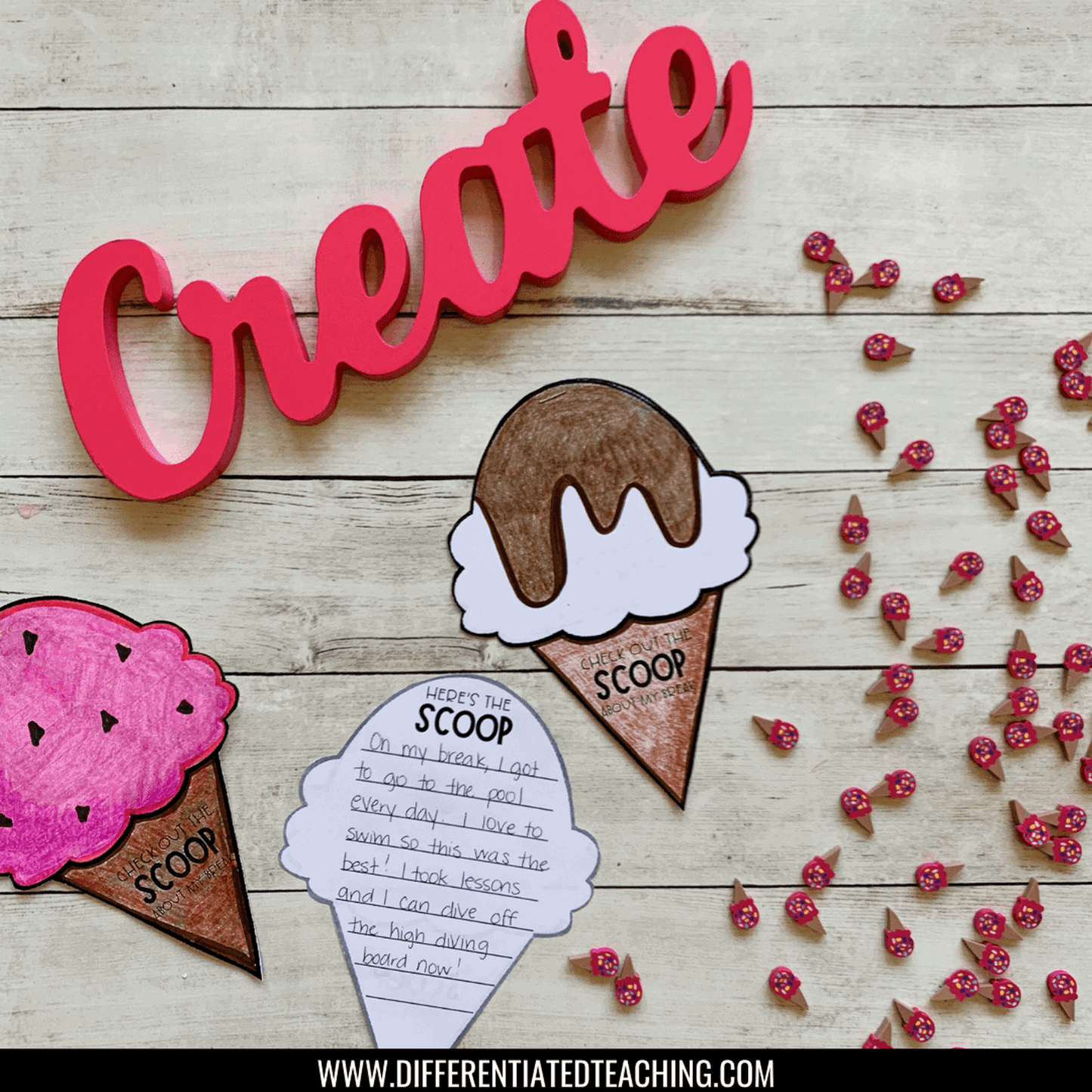 Back-to-School Writing Craft - The Scoop about My Summer - Differentiated Teaching with Rebecca Davies