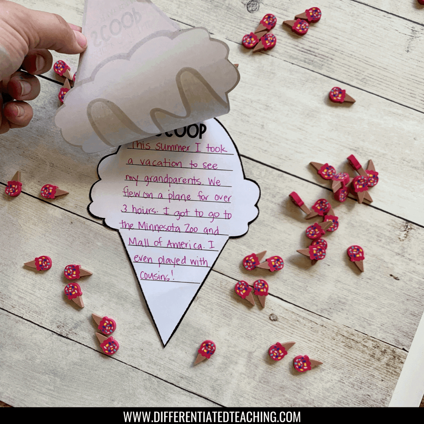 Back-to-School Writing Craft - The Scoop about My Summer - Differentiated Teaching with Rebecca Davies