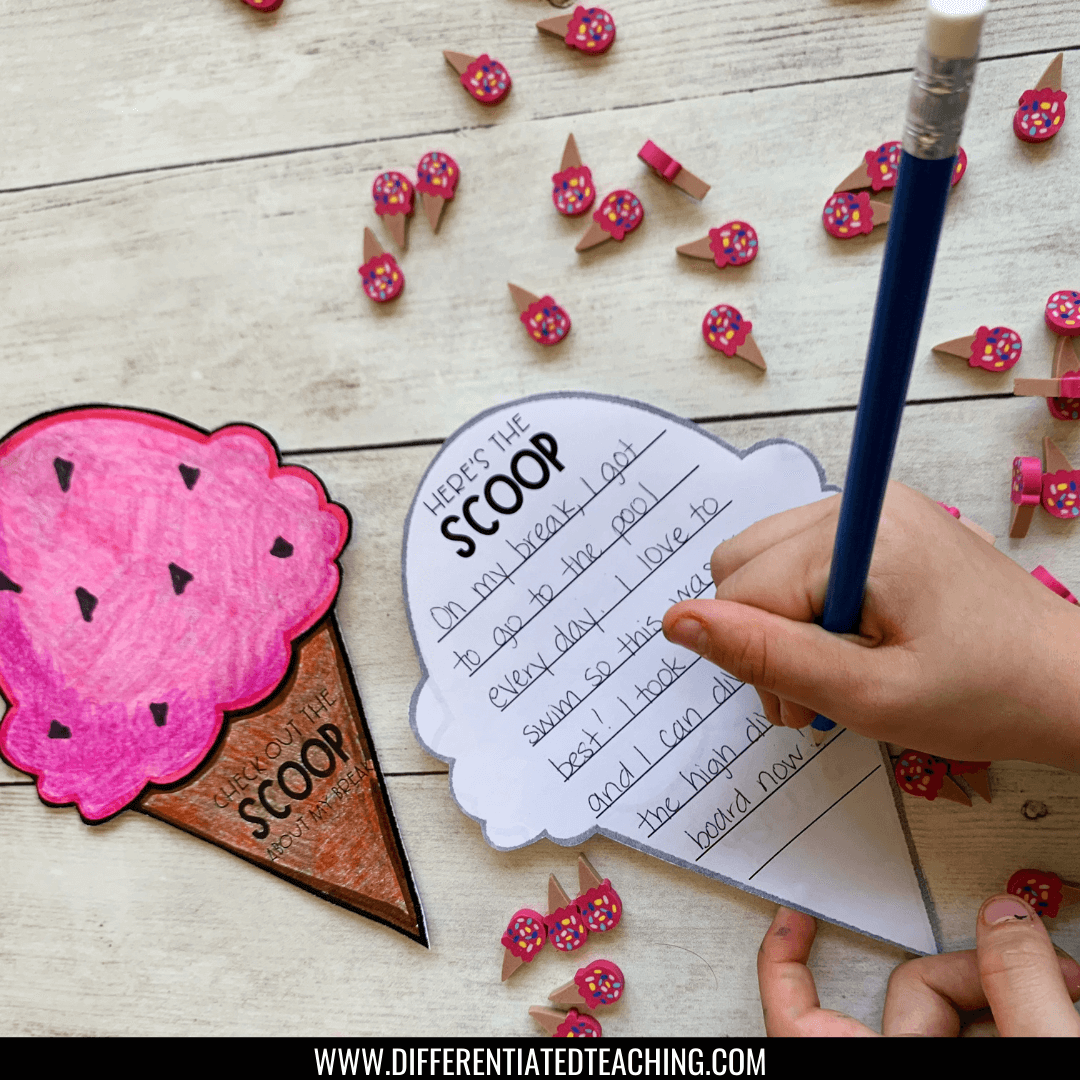 Back-to-School Writing Craft - The Scoop about My Summer - Differentiated Teaching with Rebecca Davies