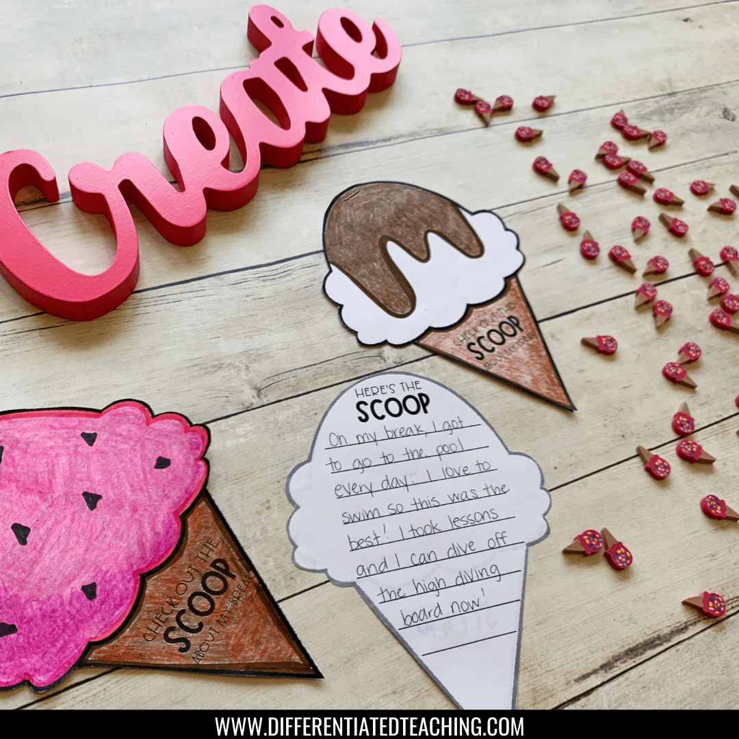 Back-to-School Writing Craft - The Scoop about My Summer - Differentiated Teaching with Rebecca Davies