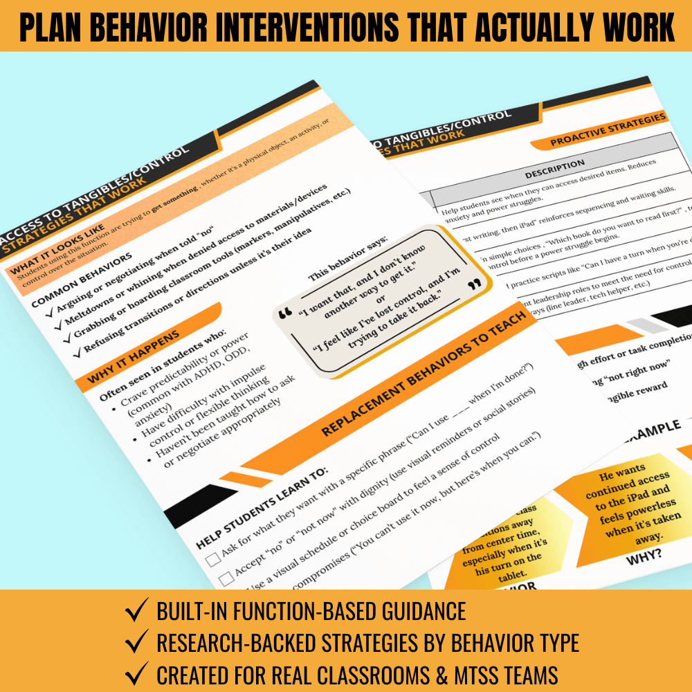 Behavior Intervention Plan Toolkit with Flow Chart & Documentation For ...