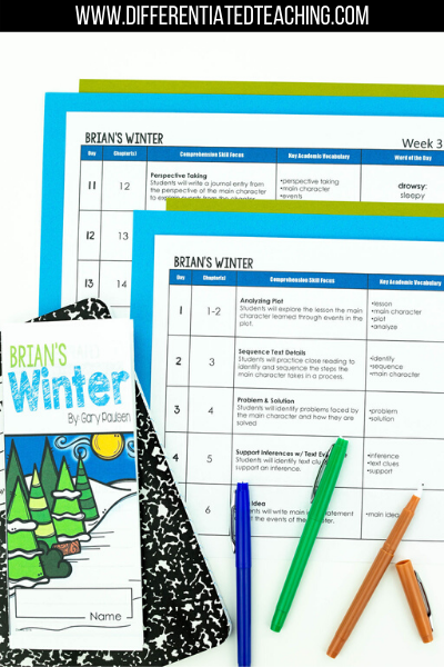 Brian's Winter Novel Study - Differentiated Teaching with Rebecca Davies