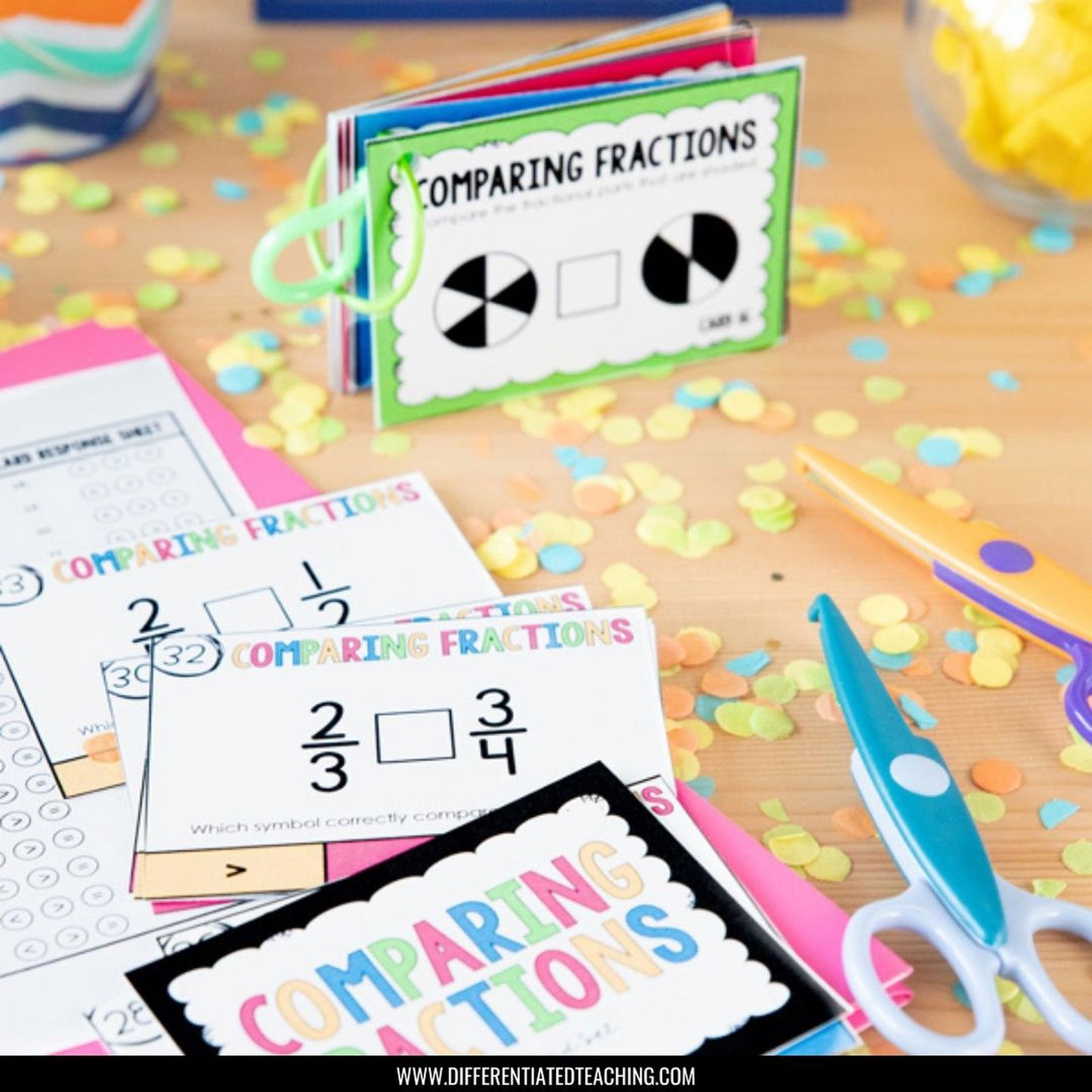 Comparing Fractions Task Cards: Compare fractions with & without models - Differentiated Teaching with Rebecca Davies