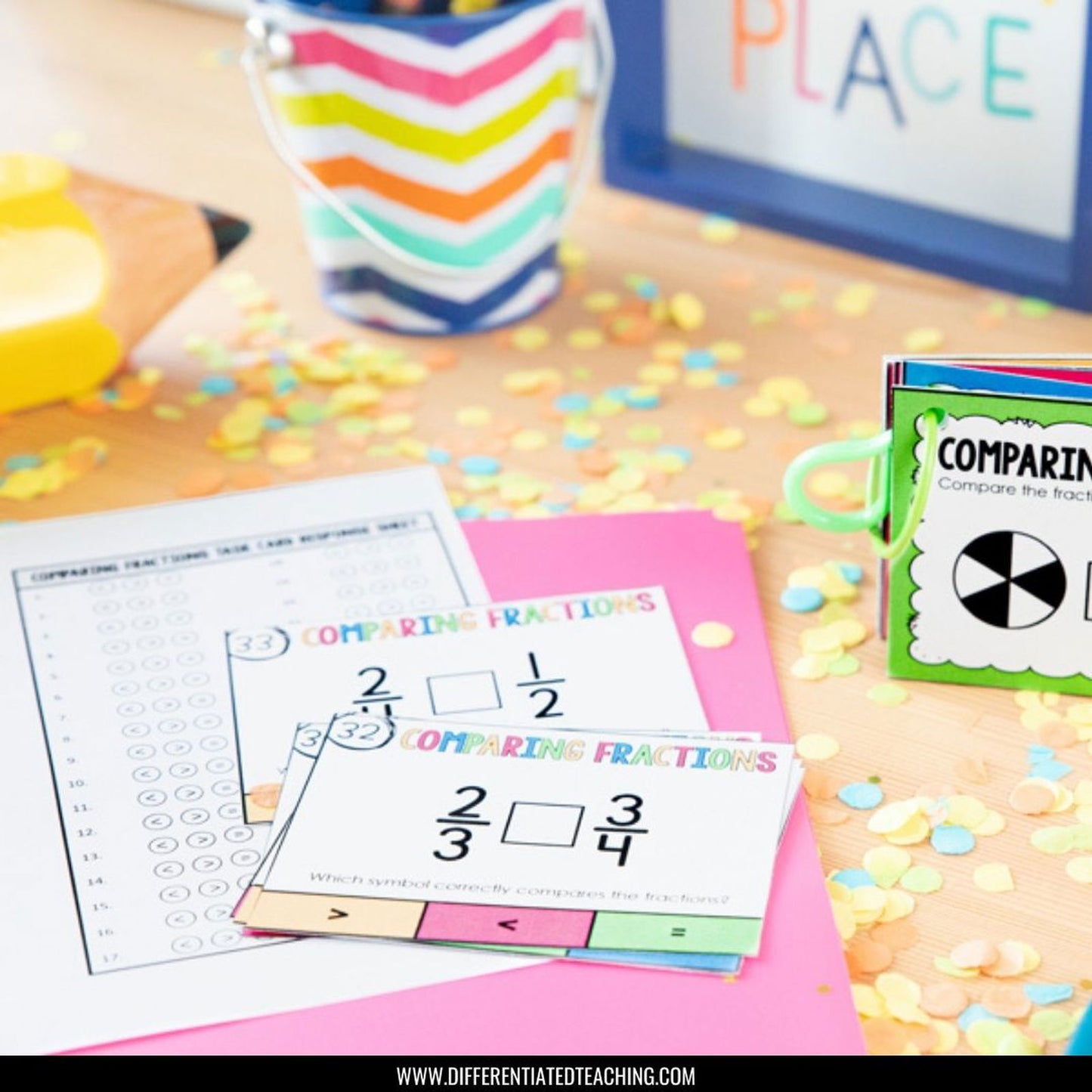 Comparing Fractions Task Cards: Compare fractions with & without models - Differentiated Teaching with Rebecca Davies