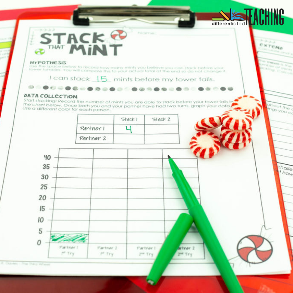 December STEM Challenge: Building Peppermint Towers Holiday Activity (Christmas) - Differentiated Teaching with Rebecca Davies