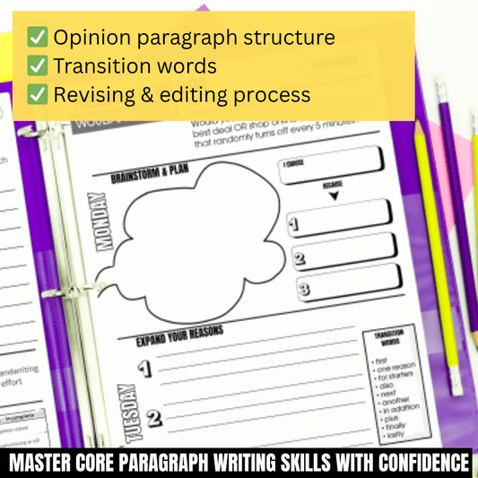 Would You Rather Yearlong Morning Work: This Or That Paragraph of the Week Writing Practice by Differentiated Teaching with Rebecca Davies features opinion paragraph structure, transition words, and writing exercises—perfect for morning work or Would You Rather prompts.