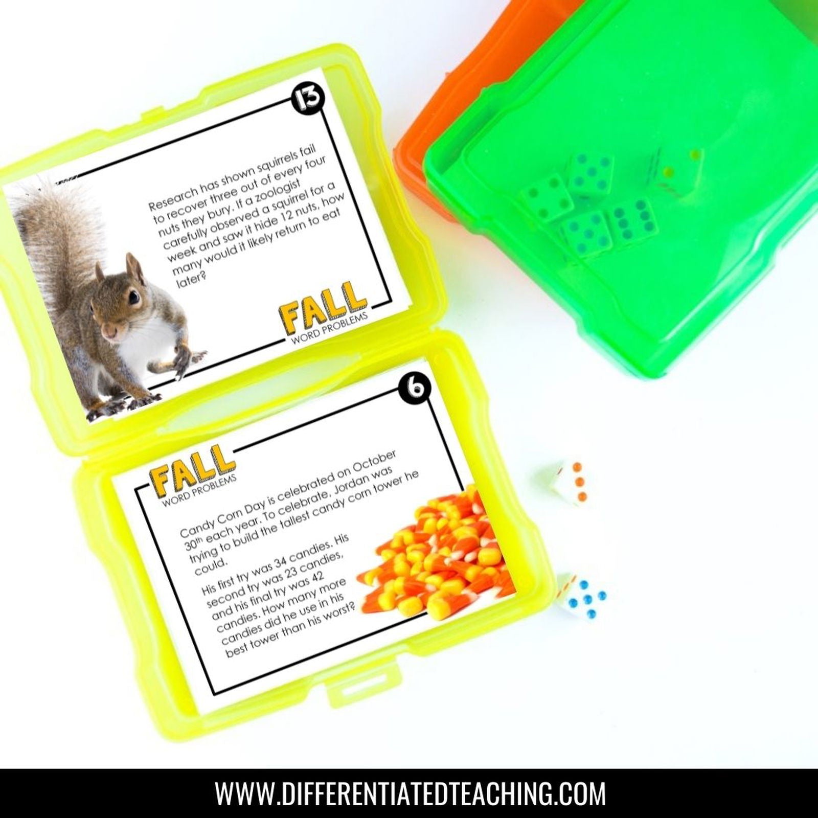 Fall Word Problems: Seasonal Story Problem Task Cards for Math - Differentiated Teaching with Rebecca Davies