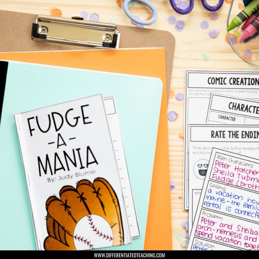 Fudge-a-mania Novel Study: Reading Response Prompts & Vocabulary Activities - Differentiated Teaching with Rebecca Davies
