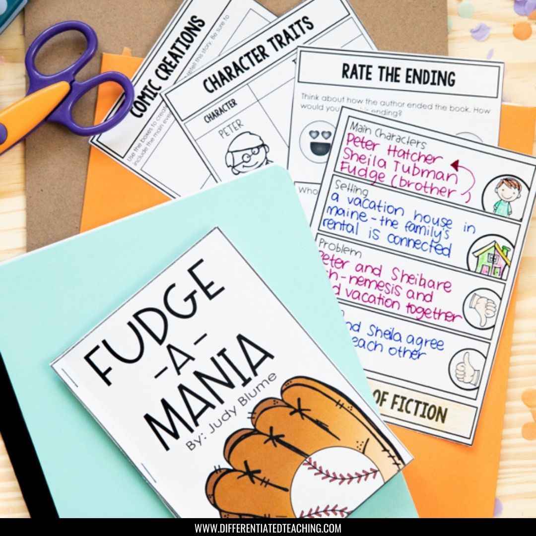 Fudge-a-mania Novel Study: Reading Response Prompts & Vocabulary Activities - Differentiated Teaching with Rebecca Davies