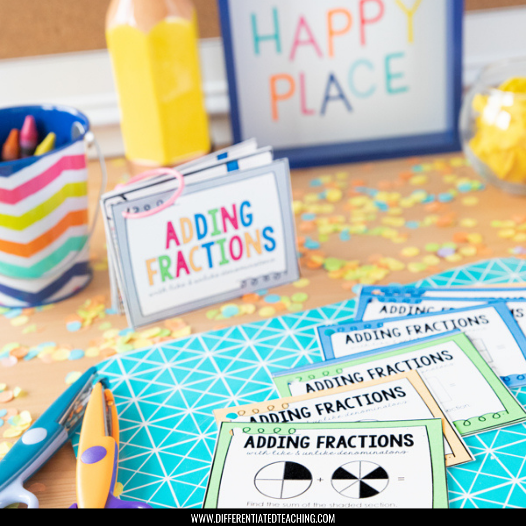 Adding Fractions Task Cards: Adding Fractions w/ Like & Unlike Denominators - Differentiated Teaching with Rebecca Davies