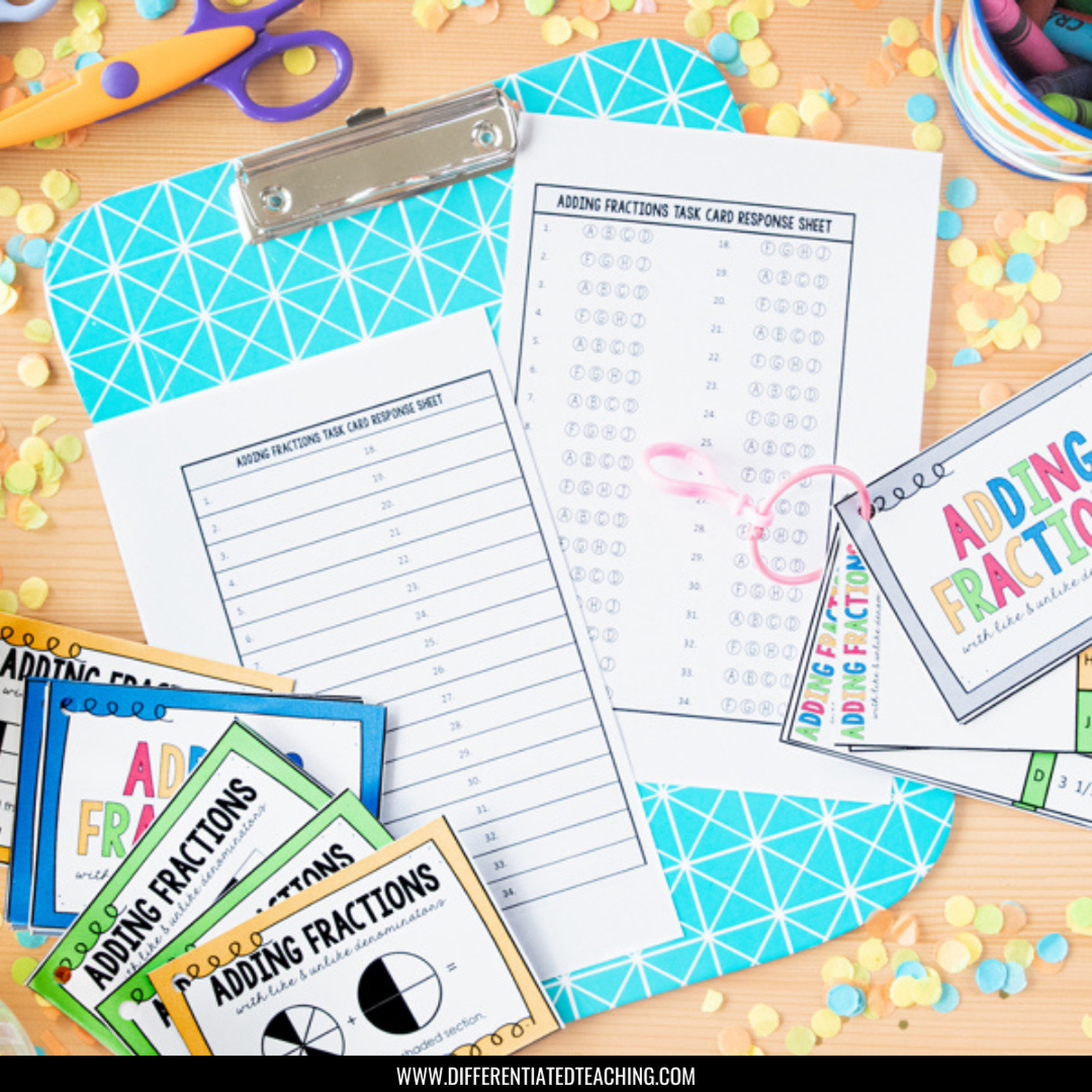 Adding Fractions Task Cards: Adding Fractions w/ Like & Unlike Denominators - Differentiated Teaching with Rebecca Davies