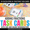 Adding Fractions Task Cards: Adding Fractions w/ Like & Unlike Denominators - Differentiated Teaching with Rebecca Davies