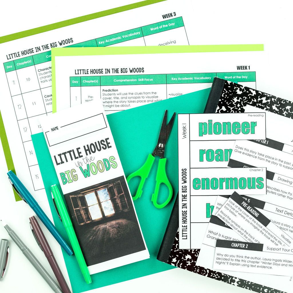 Little House in the Big Woods Novel Study: Comprehension Questions & Vocabulary Activities for Readers - Differentiated Teaching with Rebecca Davies