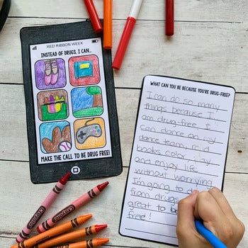 Make the Call to Be Drug Free - A Red Ribbon Week Writing Craft - Differentiated Teaching with Rebecca Davies