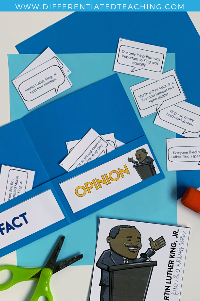 Martin Luther King Fact & Opinion Sort - Differentiated Teaching with Rebecca Davies