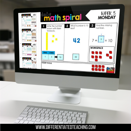 Math Spiral Review: A Full Year of No-Prep Daily Math Practice - Differentiated Teaching with Rebecca Davies