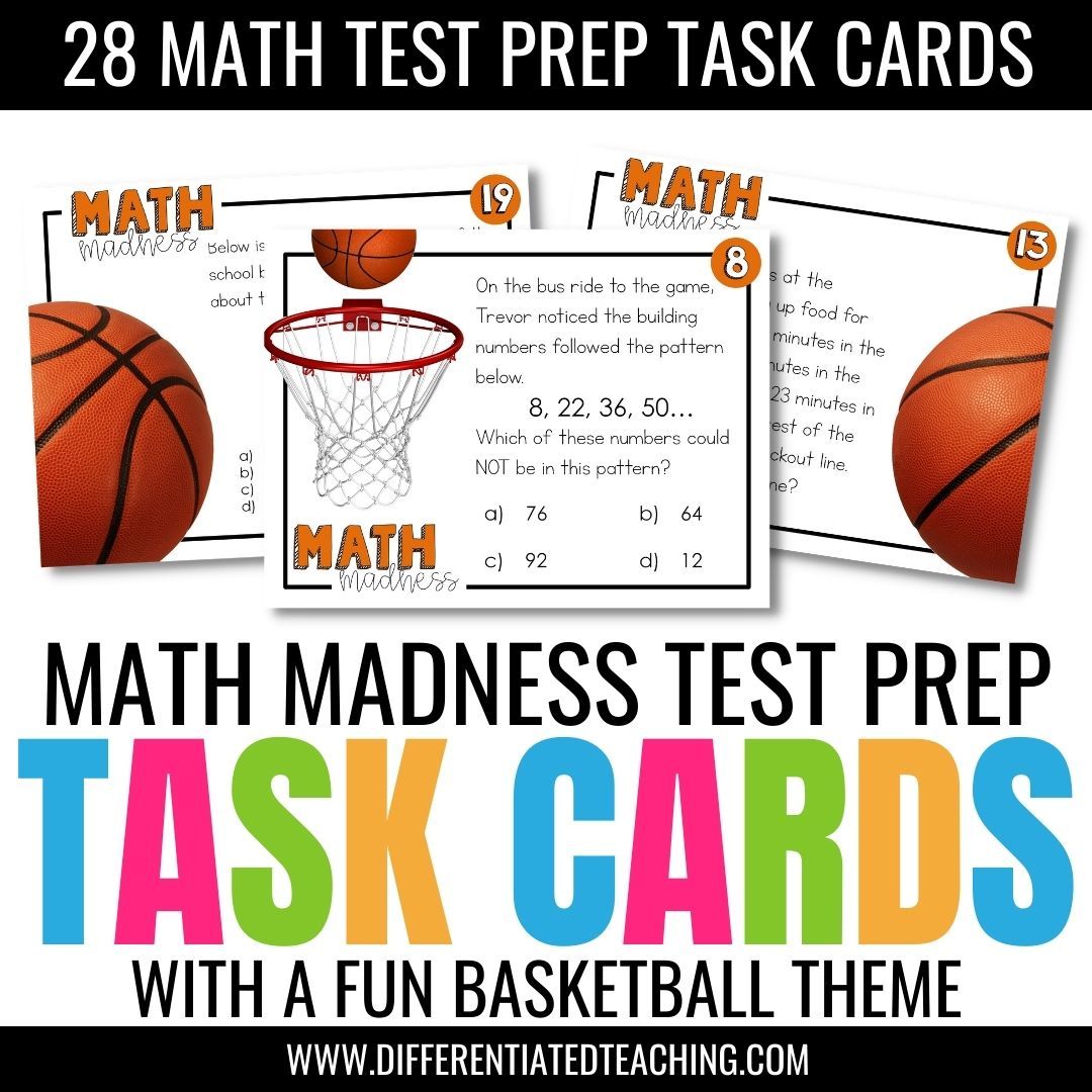 Math Test Prep Task Cards: A Basketball-themed Review Activity - Differentiated Teaching with Rebecca Davies