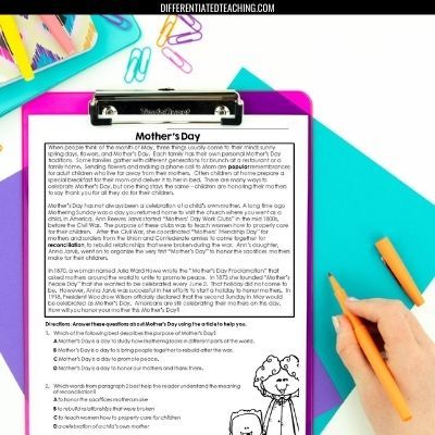 My Mom is the Coolest - Mother's Day Writing Activities - Differentiated Teaching with Rebecca Davies