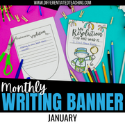 New Year Resolution Bunting Banner- January No Prep Writing Activity - Differentiated Teaching with Rebecca Davies