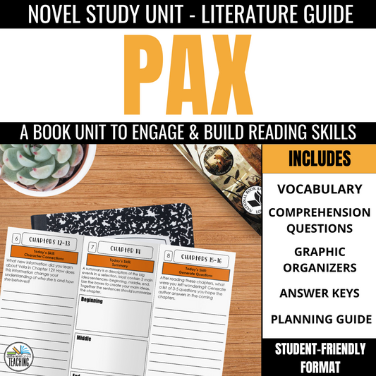 Pax Novel Study: Comprehension & Vocabulary for Sara Pennypacker's Book - Differentiated Teaching with Rebecca Davies