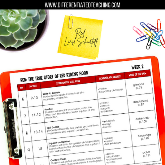 Red: The True Story of Little Red Riding Hood Novel Study - Differentiated Teaching with Rebecca Davies