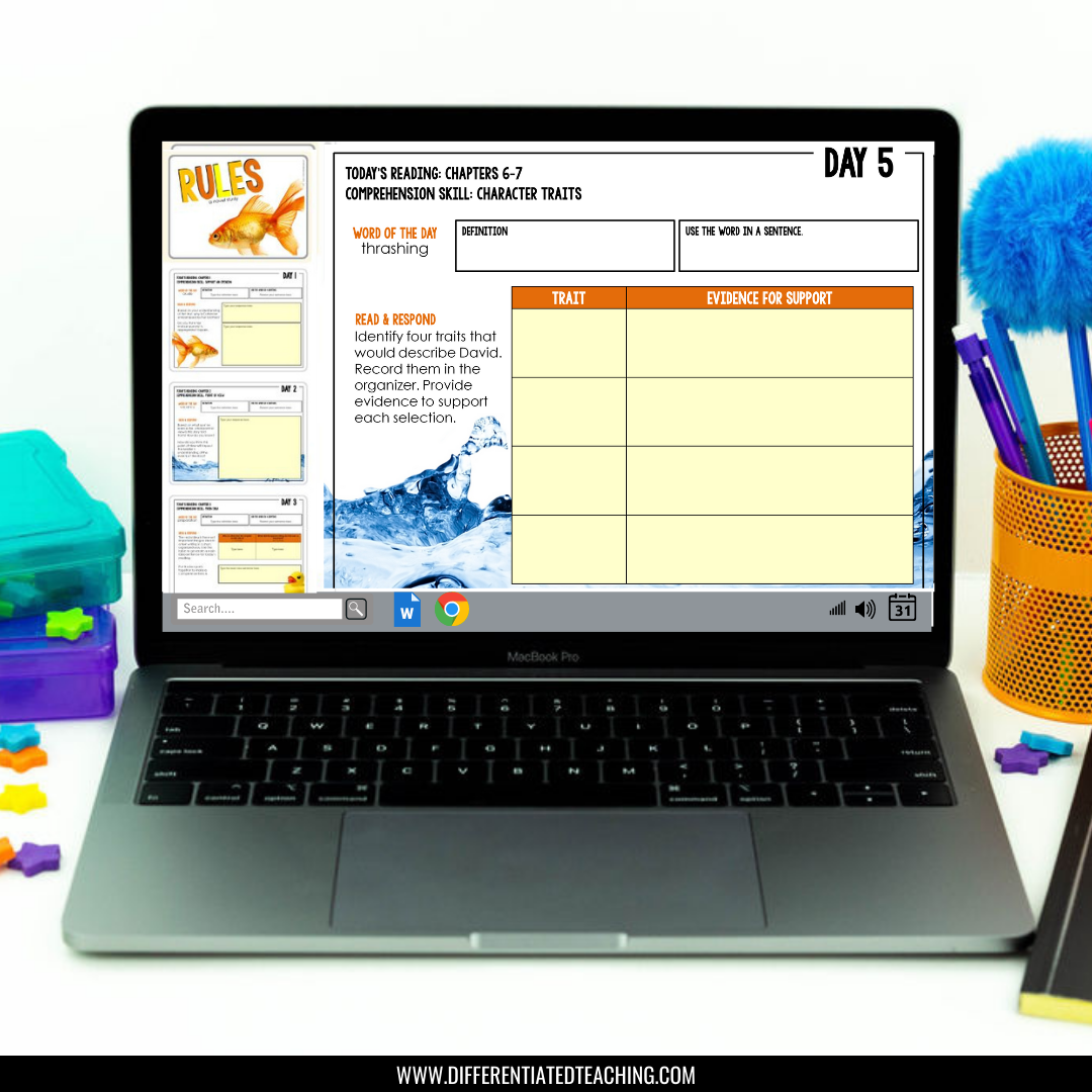 Rules Novel Study Unit: Literature Guide, Comprehension & Vocabulary for Rules by Cynthia Lord - Differentiated Teaching with Rebecca Davies