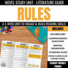 Rules Novel Study Unit: Literature Guide, Comprehension & Vocabulary for Rules by Cynthia Lord - Differentiated Teaching with Rebecca Davies